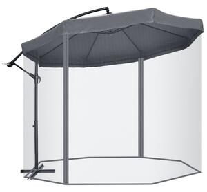 Outsunny Umbrelă de Soare cu Plasă de Țânțari, Deschidere cu Manivelă și Bază Transversală, 295x295x240 cm, Verde | Aosom Romania