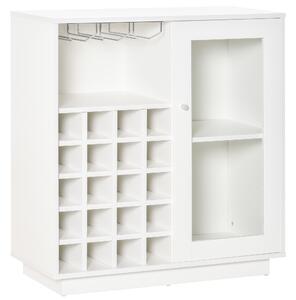 HOMCOM Dulap pentru Sticle cu Suport pentru Pahare și Sticle de Vin, 80x36x85 cm, Alb | Aosom Romania