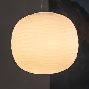 Foscarini Gem E27 LED suspendat din sticlă, reglabil, Alb, Camera de zi / sufragerie, Sticlă, Design