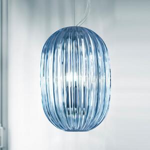 Foscarini Plass media lampă susp. E27, albastru, reglabil, Albastru, Camera de zi / sufragerie, Plastic, Design