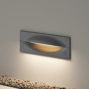 Lucande LED lampă de perete încastrată Zandro, 25 cm, antracit, IP65, Negru, Metal, Modern, Luminile încastrate unghiulare