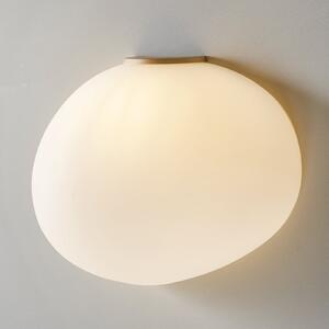 Foscarini Gregg grande semi 2 aplică perete, auriu, reglabil, Alb, Camera de zi / sufragerie, Sticlă, Design