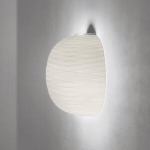 Foscarini Gem semi aplică perete din sticlă, alb, reglabil, Alb, Camera de zi / sufragerie, Sticlă, Design