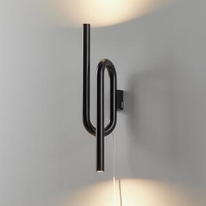 Foscarini Aplică de perete LED Tobia cu cablu negru, Negru, Camera de zi / sufragerie, Metal, Design