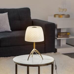 Foscarini Lampa de masă Lumiere 30, 45 cm, pastilă, pornită/oprită, Alb, Camera de zi / sufragerie, Sticlă, Design, Tripod