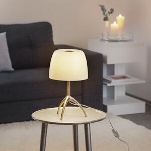 Foscarini Lampa de masă Lumiere 30, 35 cm, sticlă cu bule, pornită/oprită, Alb, Camera de zi / sufragerie, Sticlă, Design, Tripod