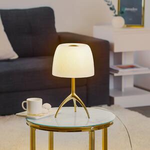 Foscarini Lampa de masă Lumiere 30, 35 cm, sticlă cu bule, dimabil., reglabil, Alb, Camera de zi / sufragerie, Sticlă, Design, Tripod