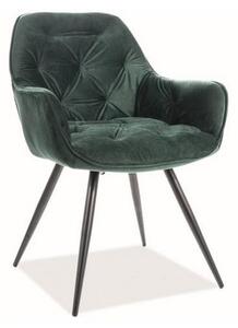 Scaun de bucaterie Cherry Velvet, verde/negru