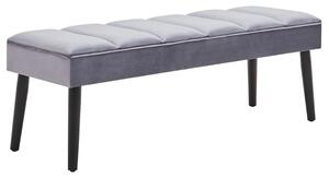 Bancheta LUNA, stofa catifelata gri, 120x40x43 cm