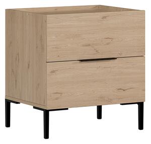 Noptiera Adore Oryana, 2 sertare, Alb - Nuc, 55x59x44 cm