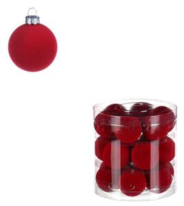 Globuri de Crăciun catifelate, plastic, roșu, 18 buc