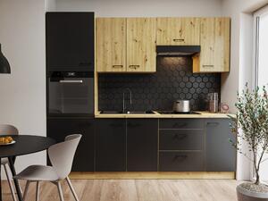 Z0ND0 Bucătărie 240 cm Miraluna (Stejar artisan + Negru mat). 1062373