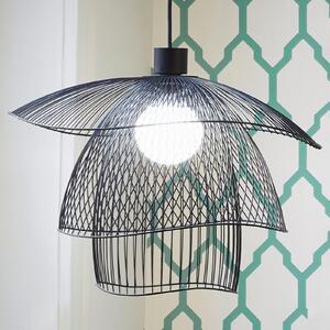 Forestier Papillon S lampă suspendată 56 cm negru, reglabil, Negru, Camera de zi / sufragerie, Metal, Design
