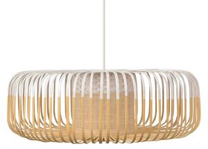 Forestier Lampă suspendată Bamboo XL, Ø 60 cm, albă, reglabil, Alb, Camera de zi / sufragerie, Bamboo, Design