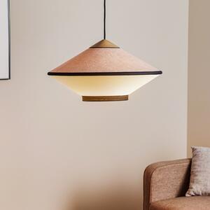 Forestier Lampă suspendată Cymbal S, natur, Ø 50 cm, E27, reglabil, Bej, Camera de zi / sufragerie, Țesătură / Textil, Design