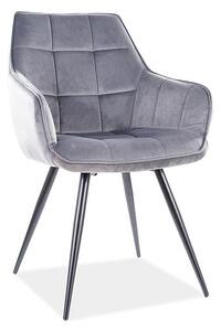 Scaun de bucaterie Lilia Velvet, gri/negru