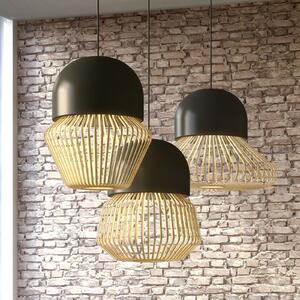 Forestier Lampa suspendată Anemos L, gri închis, Ø 55 cm, E27, reglabil, Negru, Camera de zi / sufragerie, Bamboo, Design