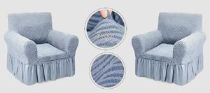 Set 2 Huse elastice pentru fotolii, cu volanas si model Jacquard Gri in dungi