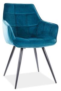 Scaun de bucaterie Lilia Velvet, turcoaz/negru