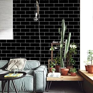 Set 5 x Tapet adeziv decorativ, 30x60 cm, Black Tiles