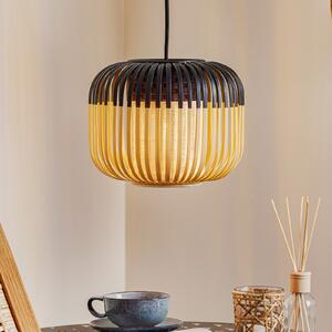 Forestier Lampă suspendată Bamboo XS, Ø 27 cm, negru, reglabil, Negru, Camera de zi / sufragerie, Bamboo, Design