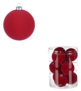 Globuri de Crăciun catifelate, plastic, roșu, buc