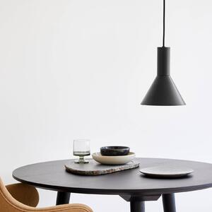FRANDSEN Lampă suspendată Lyss, negru, metal, Ø 18 cm, E27, reglabil, Negru, Camera de zi / sufragerie, Metal, Design