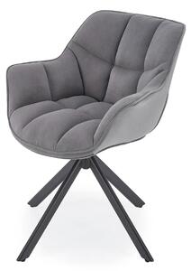 Scaun rotativ K610, gri/negru, stofa catifelata/metal, 65x64x79 cm