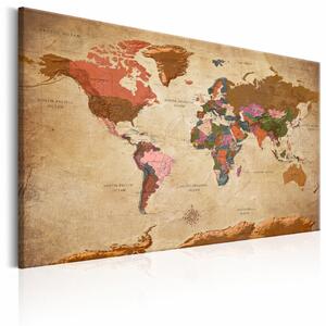 Tablou - World Map: Brown Elegance