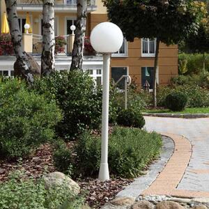 Albert Leuchten Lampă de trotuar cu glob cristal clar, alb, reglabil, Alb, Metal, Modern, Glob pentru exterior