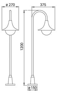 Albert Leuchten Lampă de trotuar 169, formă curbă, alb, Alb, Metal