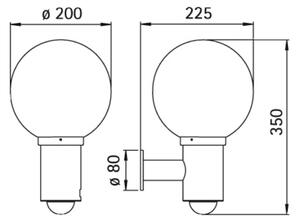 Albert Leuchten Aplică de exterior glob 157 cu detector mișcare, Gri, Metal, glob