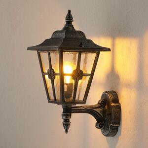 Albert Leuchten Aplică de exterior 763 cu sticlă catedrale, negru, Negru, Metal, Casă de țară / Rustic, Felinar