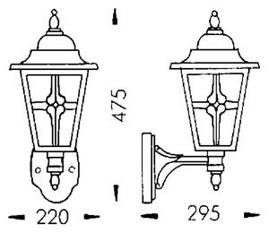 Albert Leuchten Aplică de exterior 763 cu sticlă pentru catedrale, Maro / Rugină, Metal, Casă de țară / Rustic, Felinar