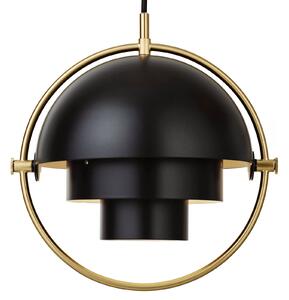 GUBI Lampă suspendată Gubi Multi-Lite, Ø 27 cm, alamă/negru, reglabil, Negru, Camera de zi / sufragerie, Metal, Design