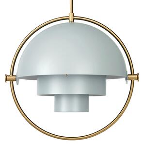 GUBI Lampă suspendată Multi-Lite, Ø 36 cm, alamă/verde marin, reglabil, Verde, Camera de zi / sufragerie, Metal, Design