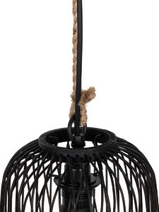 Lampa suspendata de exterior rural ratan negru 25 cm - Calamus