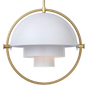 GUBI Suspensie Multi-Lite, Ø 36 cm, alamă/alb, reglabil, Alb, Camera de zi / sufragerie, Metal, Design