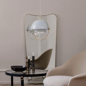 GUBI Lampă suspendată Gubi Multi-Lite, Ø 36 cm, crom/alb, reglabil, Alb, Camera de zi / sufragerie, Metal, Design