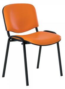Scaun de conferinta piele ISO - picioare negre, portocaliu