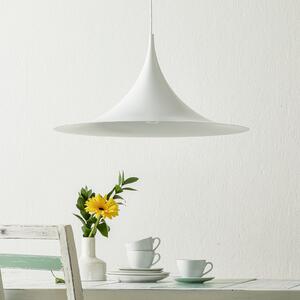 GUBI Lampa suspendată Gubi Semi, Ø 60 cm, albă, reglabil, Alb, Camera de zi / sufragerie, Metal, Design