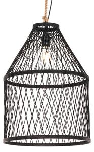 Lampa suspendata de exterior rural ratan negru 40x55 cm - Calamus