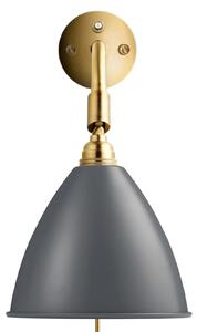 GUBI Aplică Gubi Bestlite BL7, gri/alamă, Ø 16 cm, E14, Gri, Camera de zi / sufragerie, Metal, Design