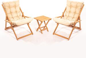 Set grădină masă și scaune (3 buc.) Mackenzie 5 (maro + crem). 1082995