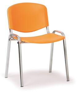 Scaun din plastic ISO - picioare cromate, portocaliu