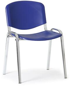 Scaun din plastic ISO - picioare cromate, albastru