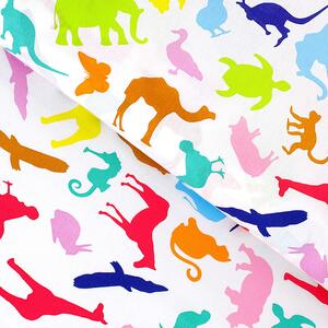 Goldea țesătură simona 100% bumbac - animale colorate din zoo 150 cm