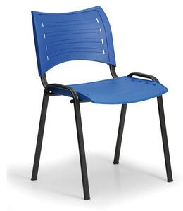 Scaun din plastic SMART - picioare negre, albastru