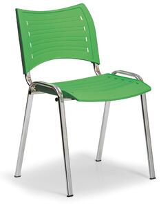 Scaun din plastic SMART - picioare cromate, verde
