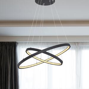Globo Lampă suspendată LED Ralph, 2 becuri, negru, reglabil, Negru, Camera de zi / sufragerie, Metal